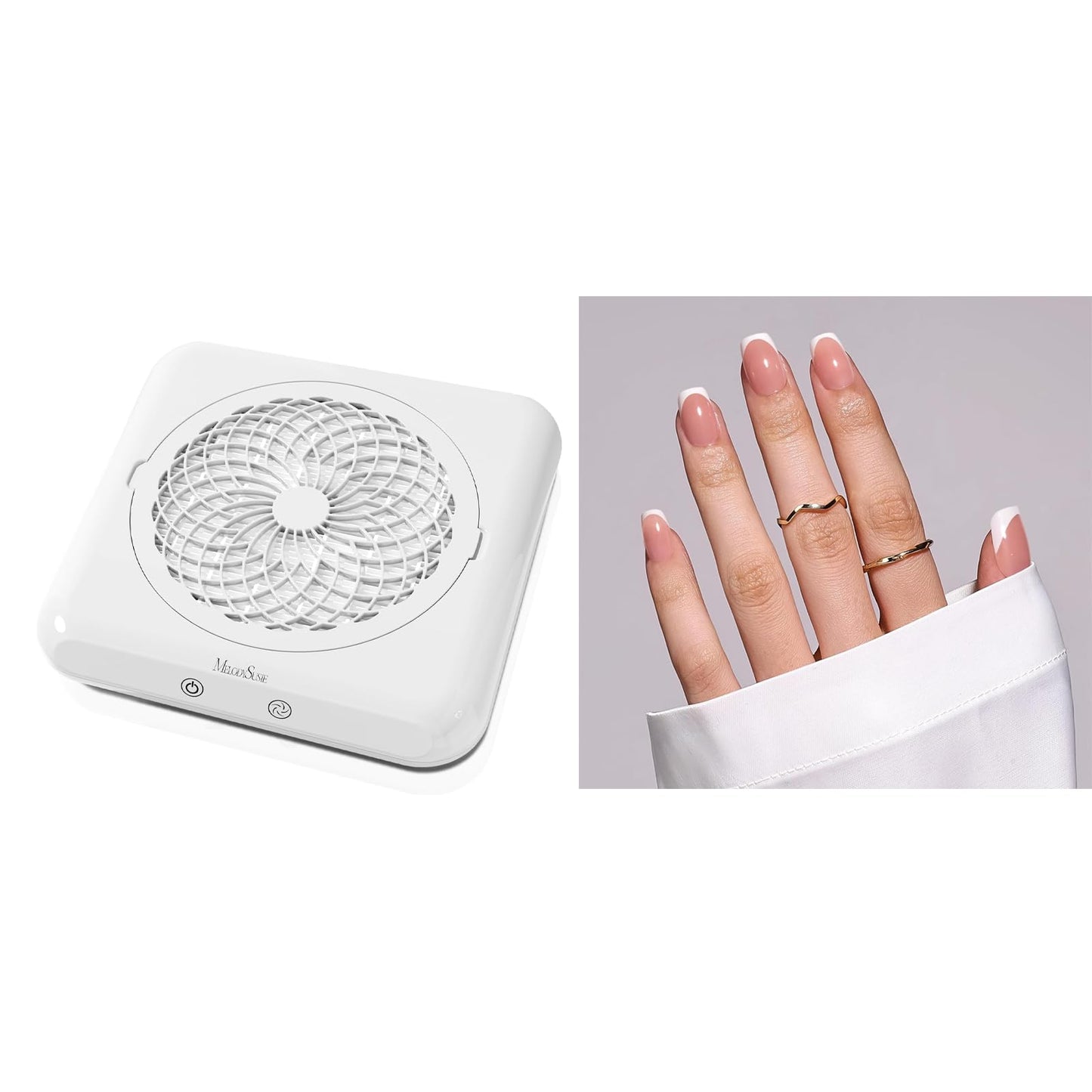 MelodySusie Professional Nail Dust Collector MelodySusie Press-On Nails Short Square White French Tips