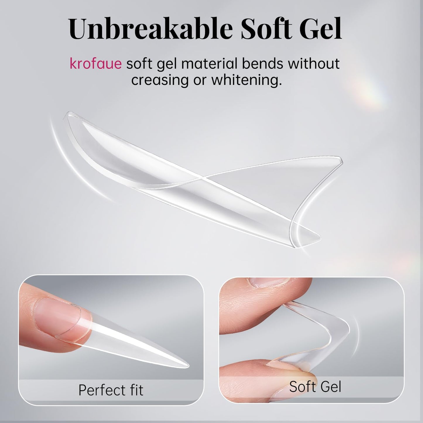krofaue Extra Long Stiletto Nail Tips - 500PCS False Clear Nais with 10 Sizes Half Cover Pointed Press On Artificial Acrylic for Salon DIY, XL