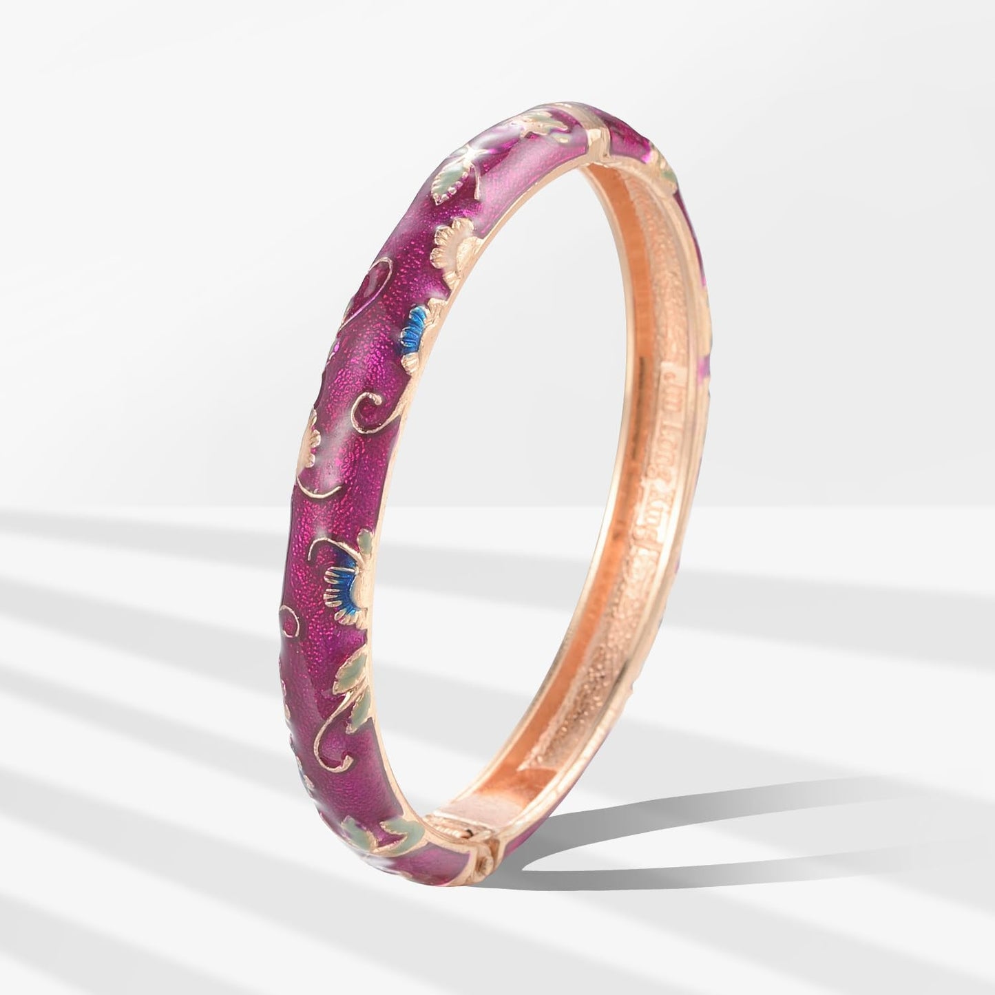 UJOY Cute Cloisonne Bangle Bracelets-Enamel Gold Plated Butterfly Spring Openable Cuff Jewelry Gifts for Women 55B30 Purple
