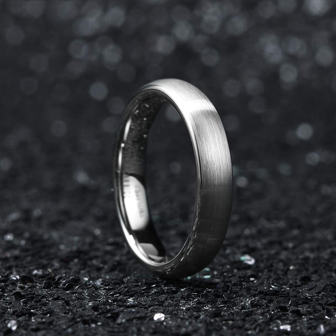 King Will 4mm Silver Wedding Band for Men Women, Domed Matte Tungsten Carbide Promise Rings, Comfort Fit, Size 10.5
