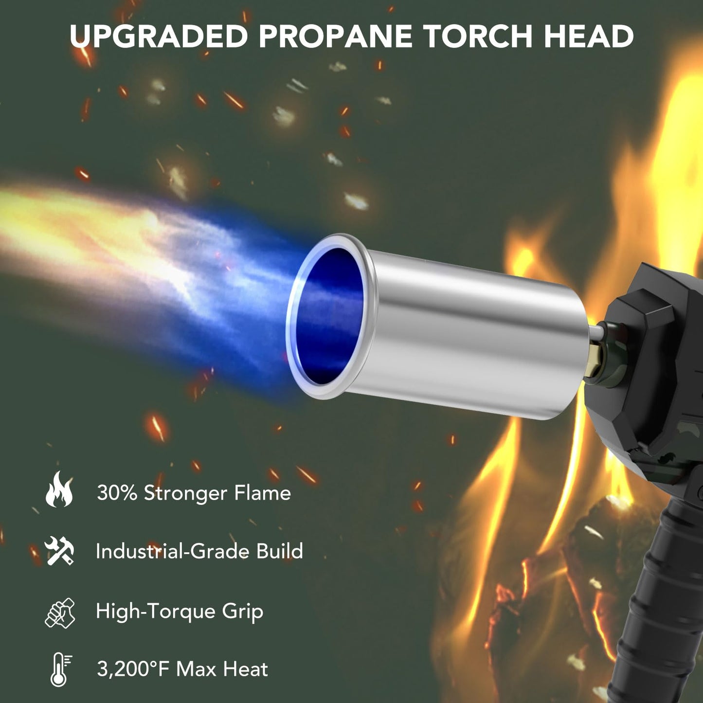 Sondiko Powerful Cooking Propane Torch Gun, Culinary Torch Campfire Starter, Adjustable Torch Burner for Searing Steak, BBQ, Welding (Propane Tank Not Included)