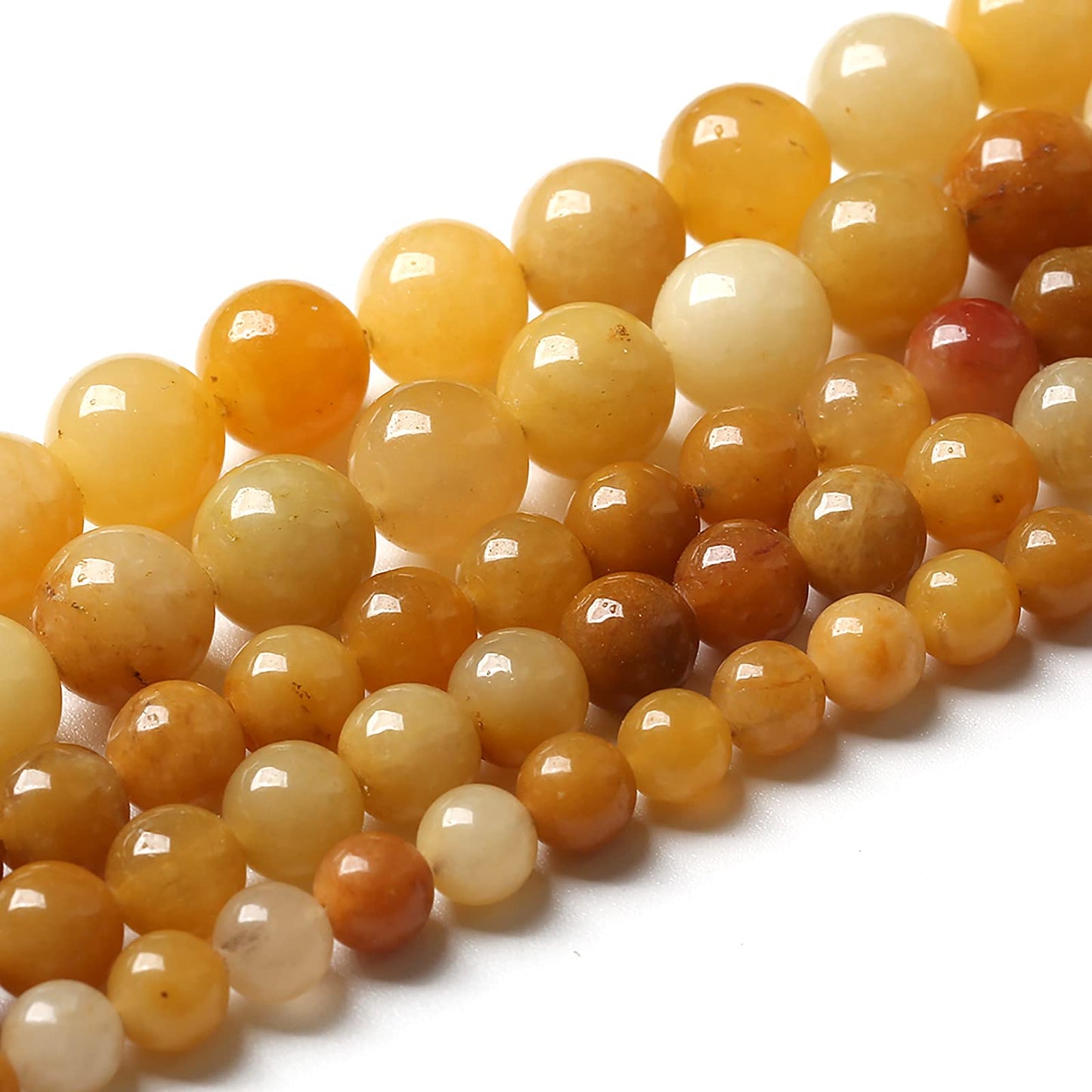 90PCS 8mm 45pcs Natural Yellow Aventurine Jade Beads Round Loose Beads Energy Crystal Healing Power Gemstone for Jewelry Making DIY Bracelet 32" 2 Strands