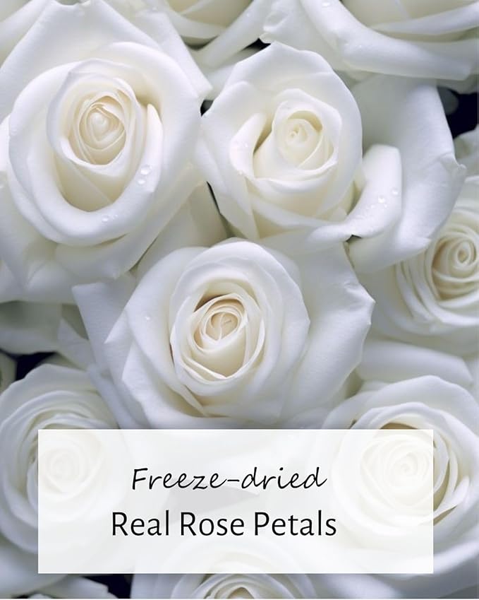 REAL Rose Petals, Pearl White Freeze-Dried Petals 1.75oz Biodegradabel Wedding Natural Confetti, Perfectly Preserved Flower Petals for Table Decorations