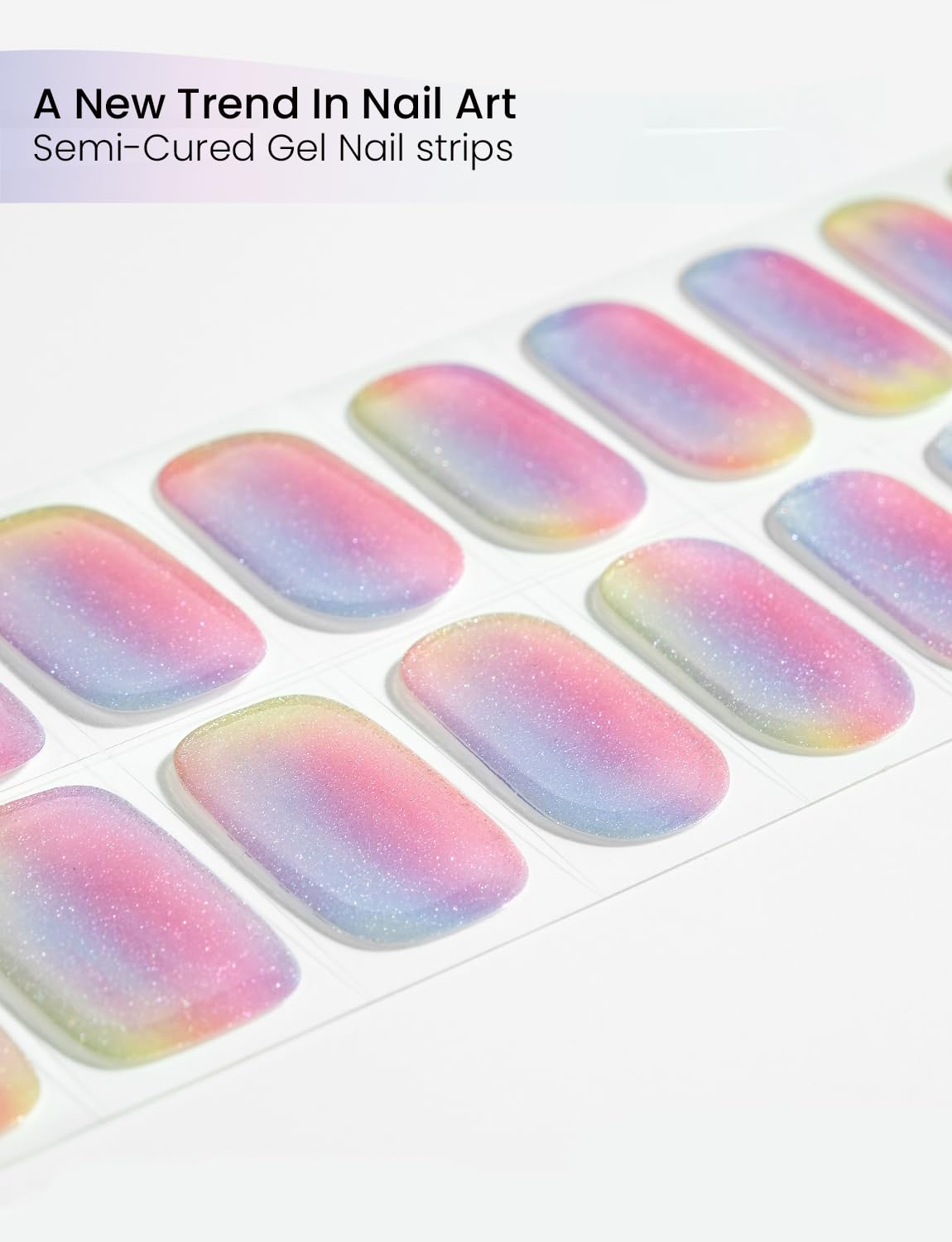 Oauee Semi Cured Gel Nail Strips | Built-In Gel Top Coat | UV Light Required | Salon Quality, Easy Application And Removal (Color Burs）