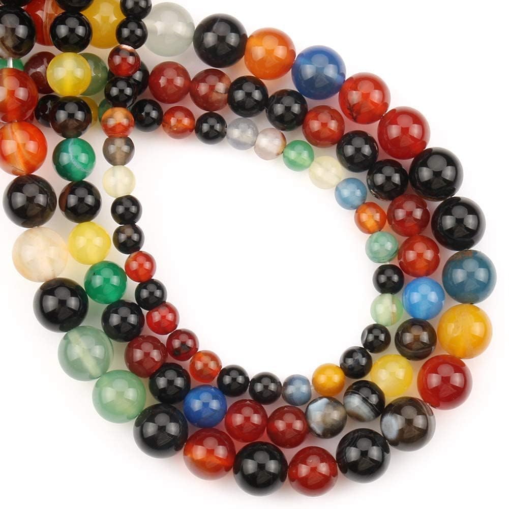 6mm Natural Multicolor Agate Beads for Jewelry Making Round Loose Gemstone Stones 1 Strand 15 Inch (About 60-63 pcs)