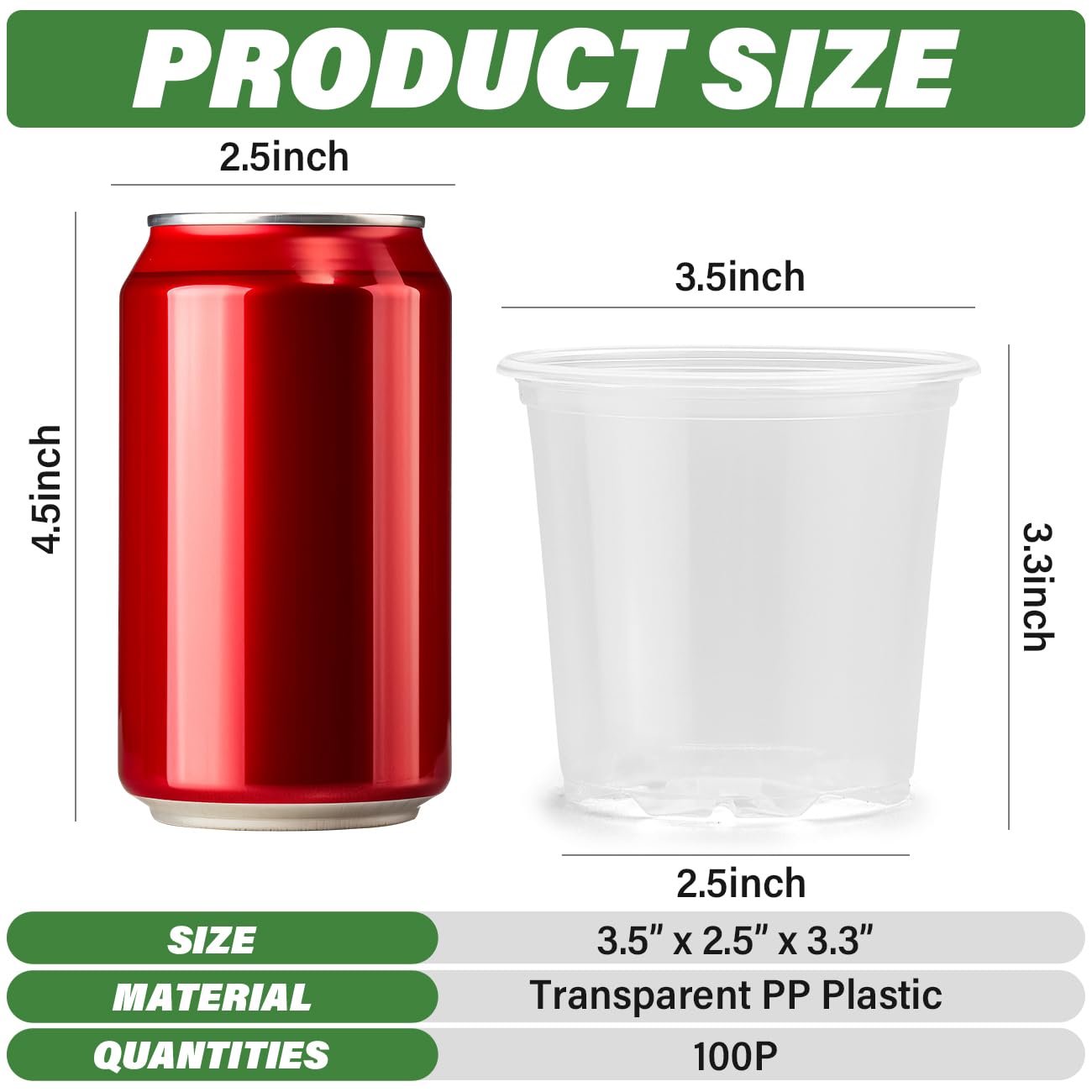 RooTrimmer 3.5" Clear Seeding Pots 100-Pack Round for Seeds Starter Pots, Seeds Germination Transparent Nursery Pots with Drainage Holes (100PCS)