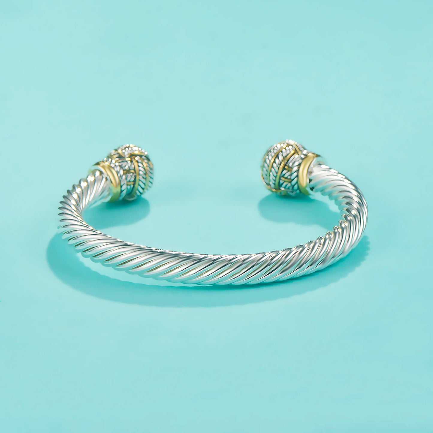 UNY JEWEL Jewelry Make a Statement With Our Two Tone Twisted Cable Wire Ball Weave Cuff Bangle Makes a Thoughtful and Stylish Gift