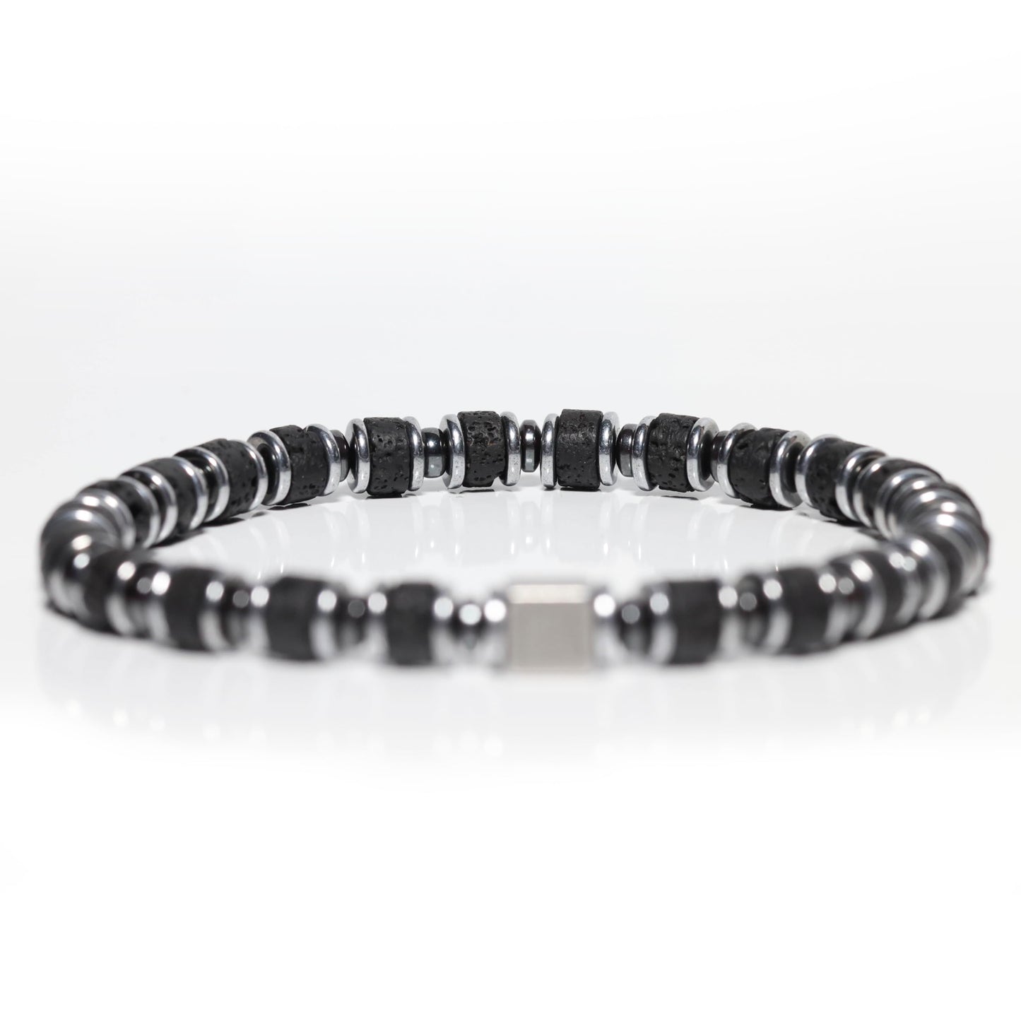 Lava Stone Bracelet – Handmade Volcanic Rock Beads – Premium Natural Stone Jewelry – Black Elastic Beaded Bracelet (Lavas)