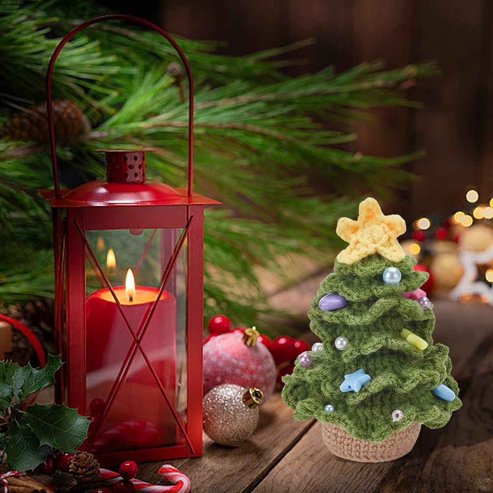 FREEBLOSS 2 Set Crochet Kit for Beginner Christmas Tree Crochet Kit for Adults Starter Friendly, Christmas Crochet Set All You Need in with Step by Step Video Tutorial Knitting and Crochet Supplies
