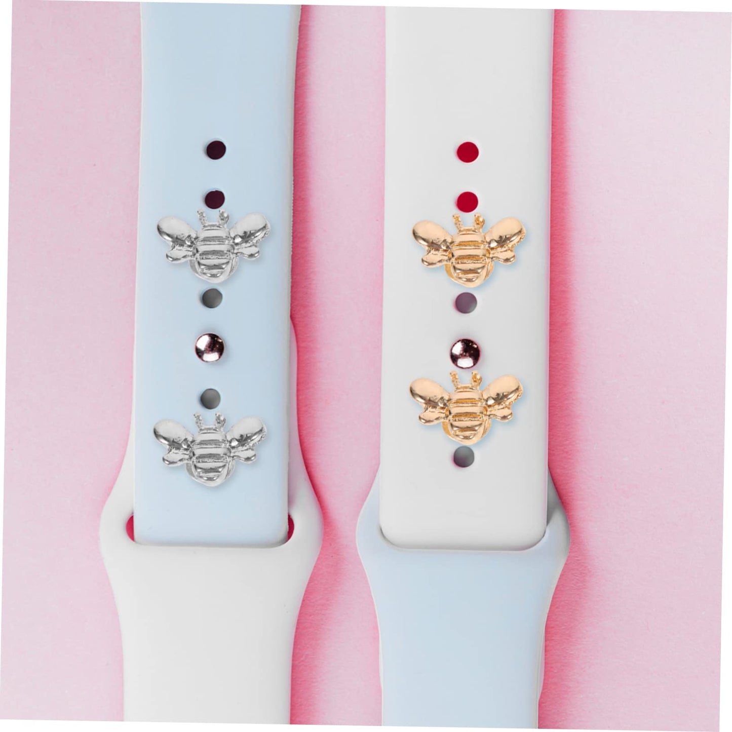 Angoily Watchband Bee Charm Set 6Pcs Watch Strap Decorative Nails Bee Shaped Charms for Watch Band Accessories Women Girls