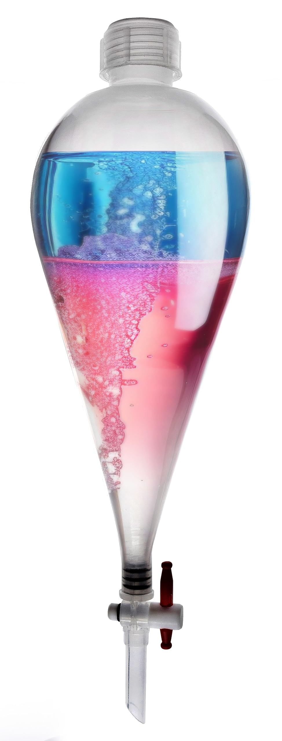 Eisco Separatory Funnel, 500mL - Polypropylene Plastic - Ungraduated - PP Stopcock with PTFE Plug - Leak-Proof Screw Cap