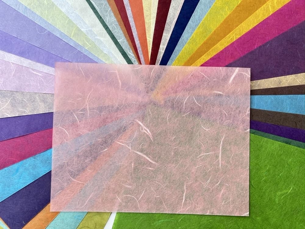 A5 50 Sheets Natural Fiber Mulberry Tree Mulberry Paper Sheets Art Tissue Washi Paper Design Craft Art Origami Suppliers Card Making 8.3" x 5.8". (Mixed 50 Color, A5)
