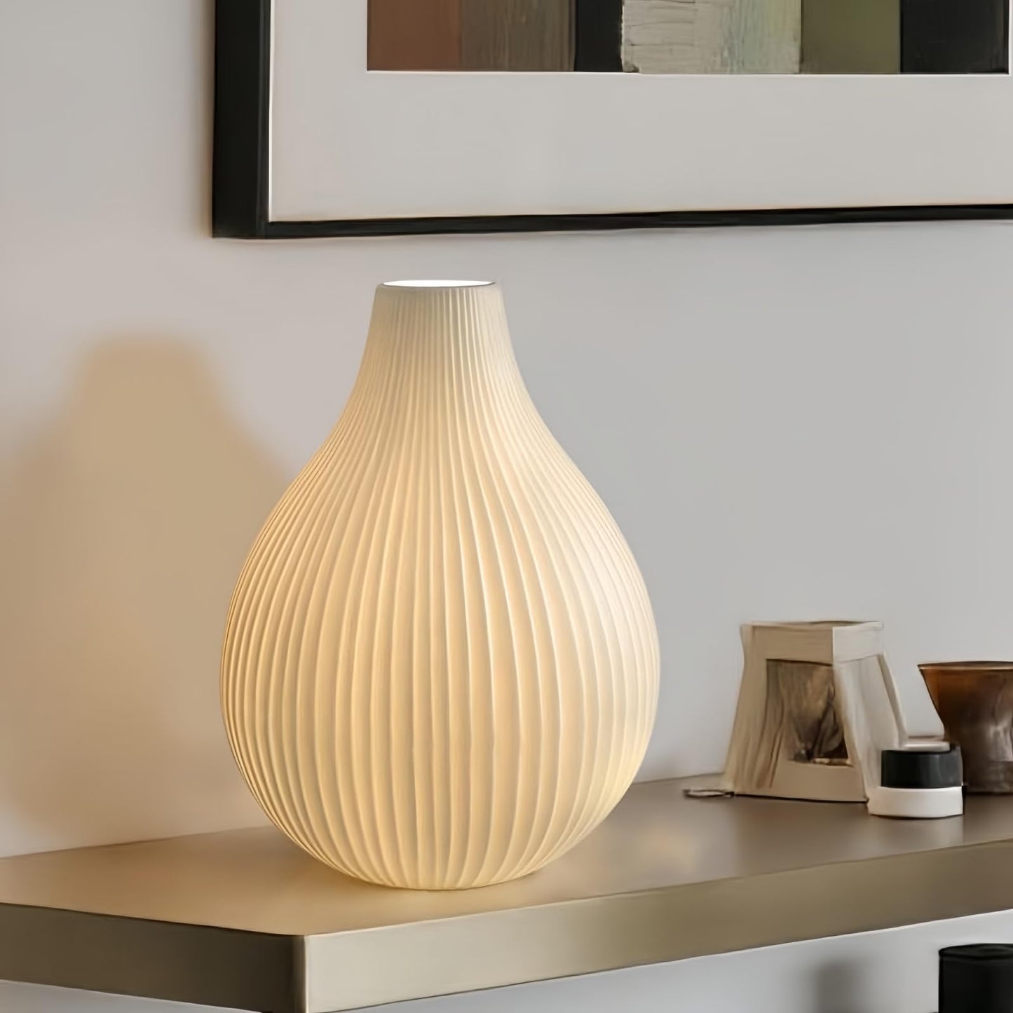 RONDURE 11.0" Modern Ceramic Table Lamp, Fully Dimmable Modern Bedside Lamps for Bedroom, Living Room and Nightstand, White Translucent Ceramic Shade, Warm Ambient Lighting, Corded, Bulb Included