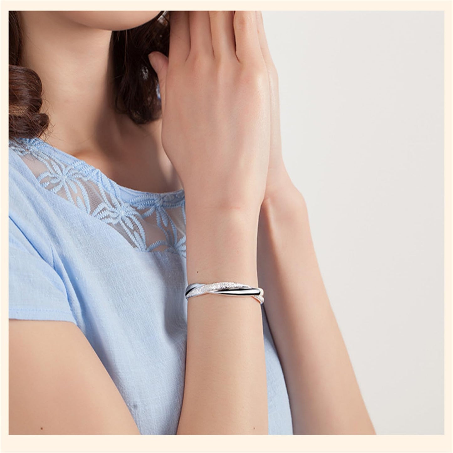 Handmade 925 Sterling Silver Bangle Bracelets For Women Irregular Hammered Cuff Bangles Weave Twist Braid Bangle Bracelets Mobius Eternal Infinity Cuff Bangles Open Adjustable Bangles For Women Gifts