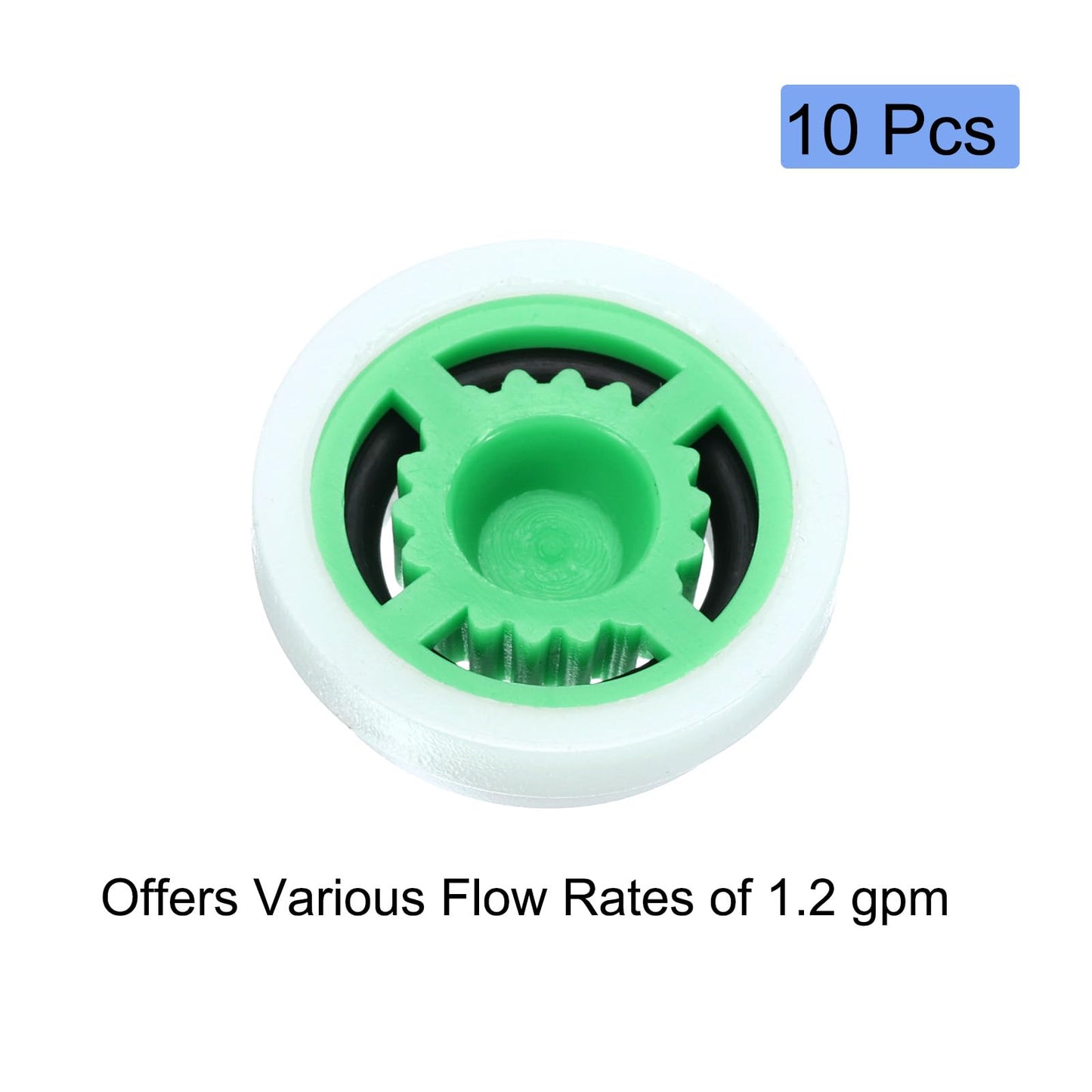 uxcell Shower Flow Reducer Set, 10 Pcs 2.0gpm Water Flow R, Green, Unfinished, POM Material