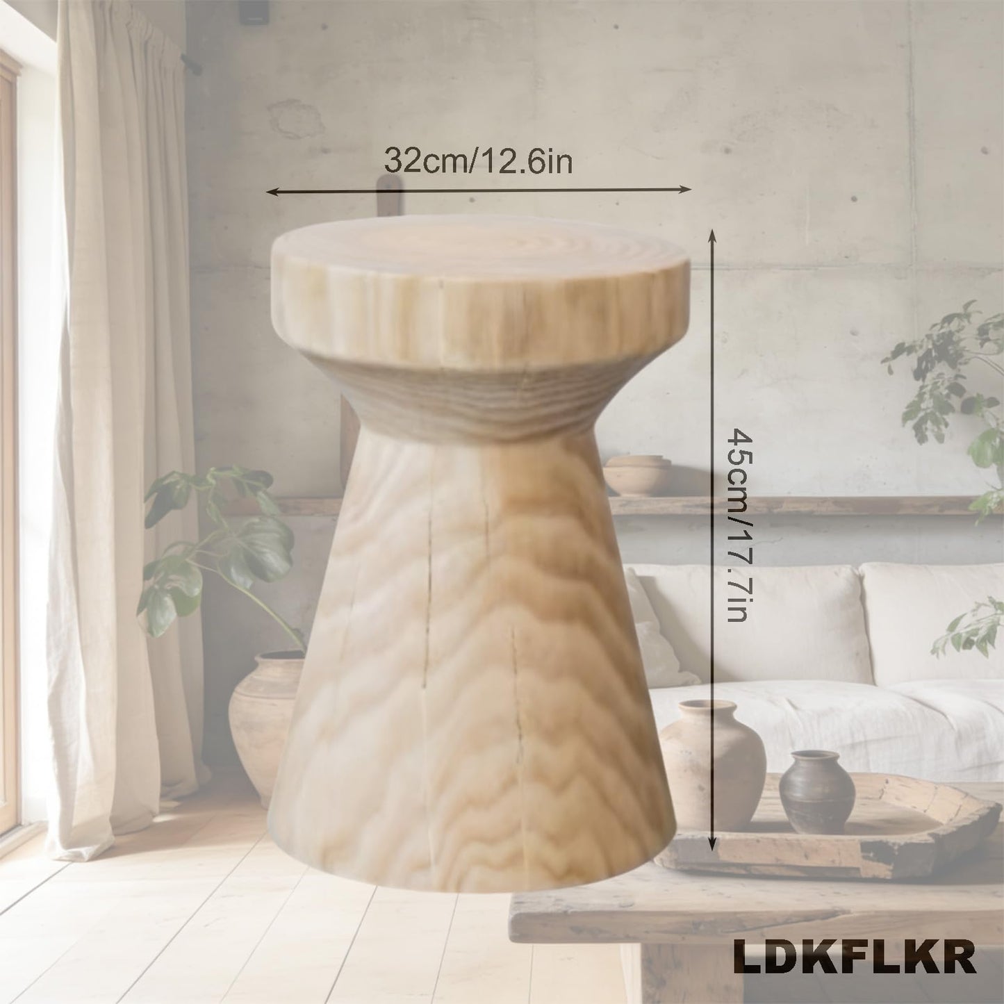 LDKFLKR Solid Wood Small Side Table, Accent Table Freeform Natural Plant Stand Coffee Table Pedestal Display Stand Accent Stool for Living Room Bedroom Entryway Office Home Decor,M
