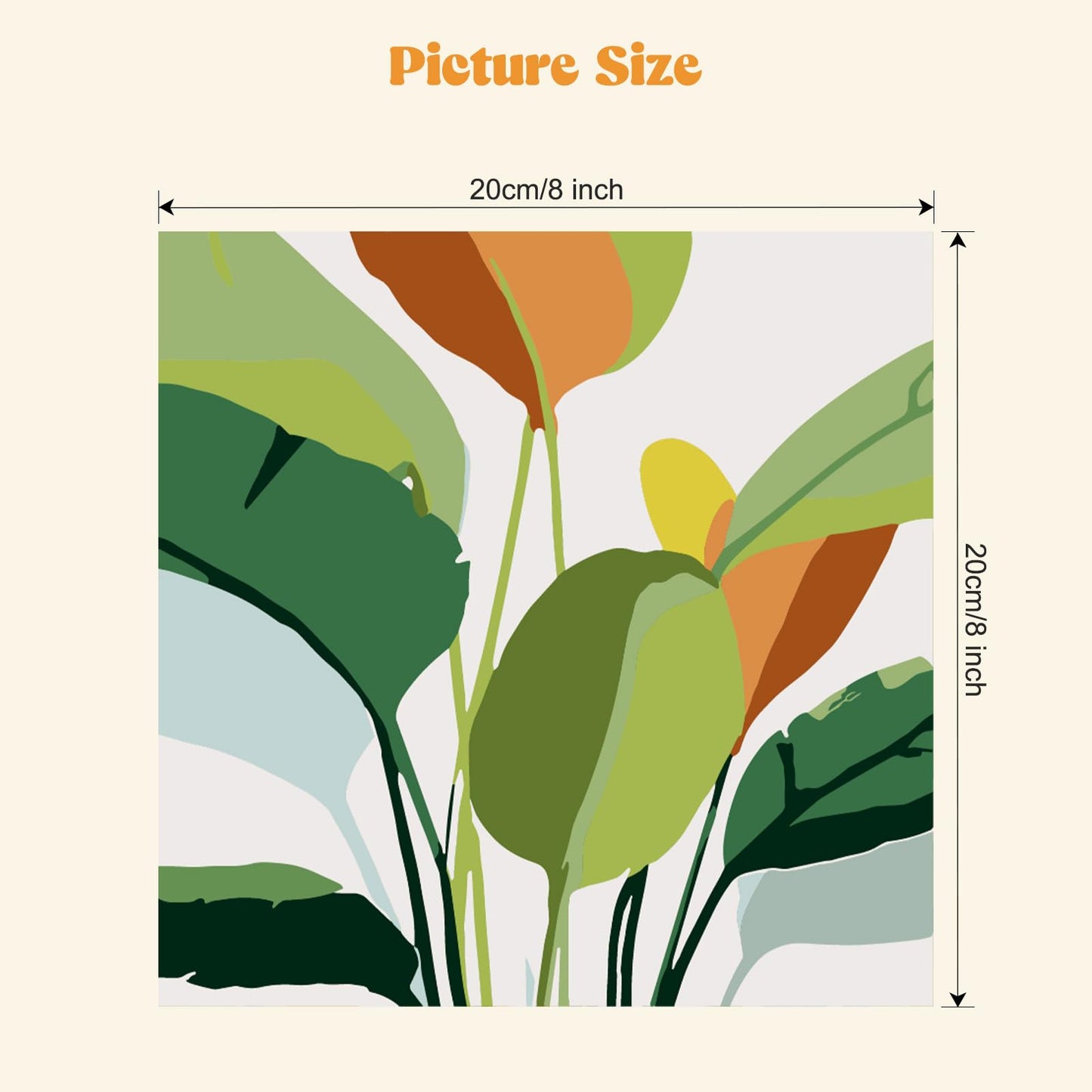 MXJSUA 4 Pack Flowers Green Plant Framed Paint by Numbers Kit with Canvas for Adults Beginner, DIY Acrylic Oil Painting Kits with Brushes for Home Wall Decor Gift (8x8 inch)