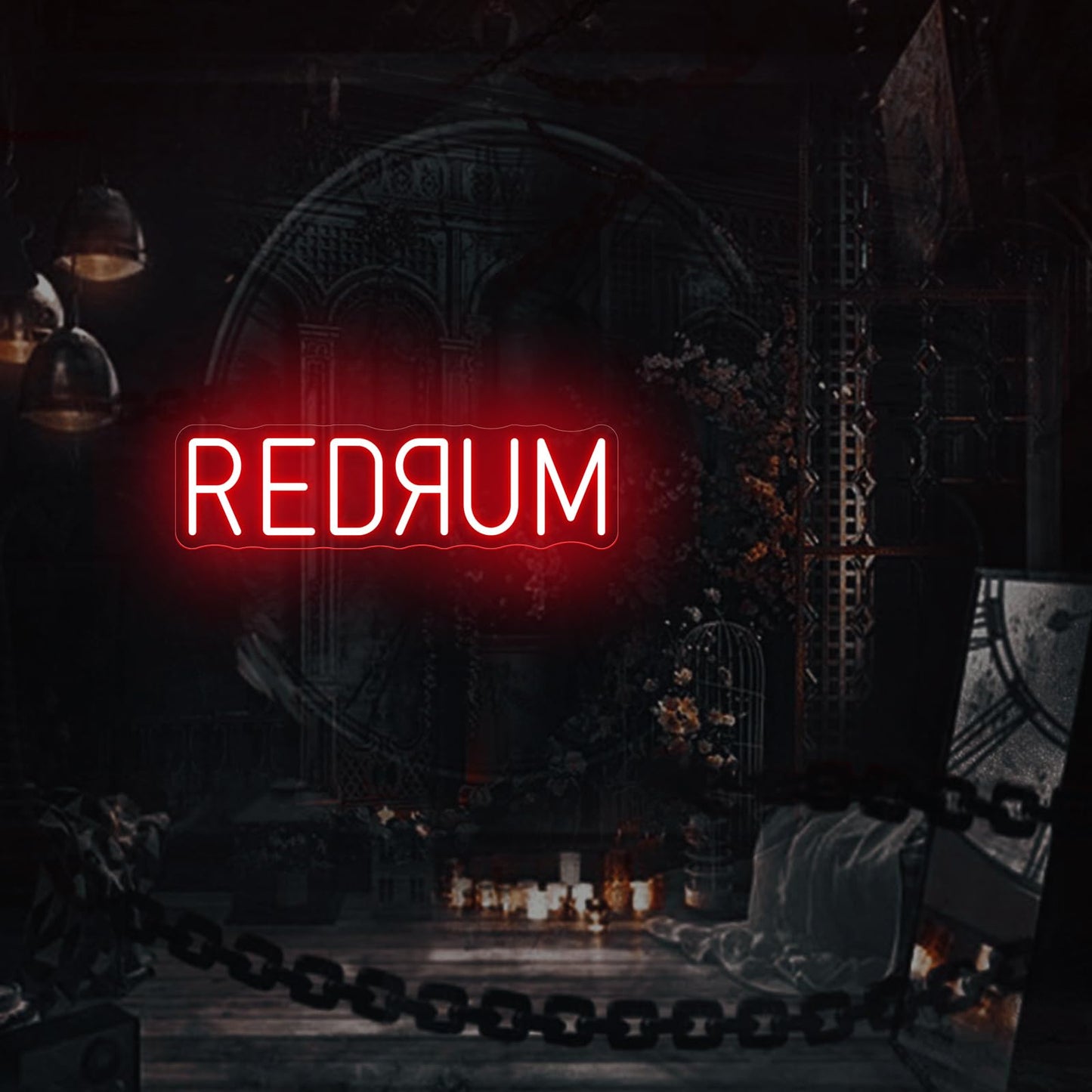 Redrum Neon Sign, Horror LED Wall Light, Creepy Room Decor, Halloween LED Light, Man Cave Decor, Spooky Bar Sign, Chilling Room Decoration, 15.7"x4.9"