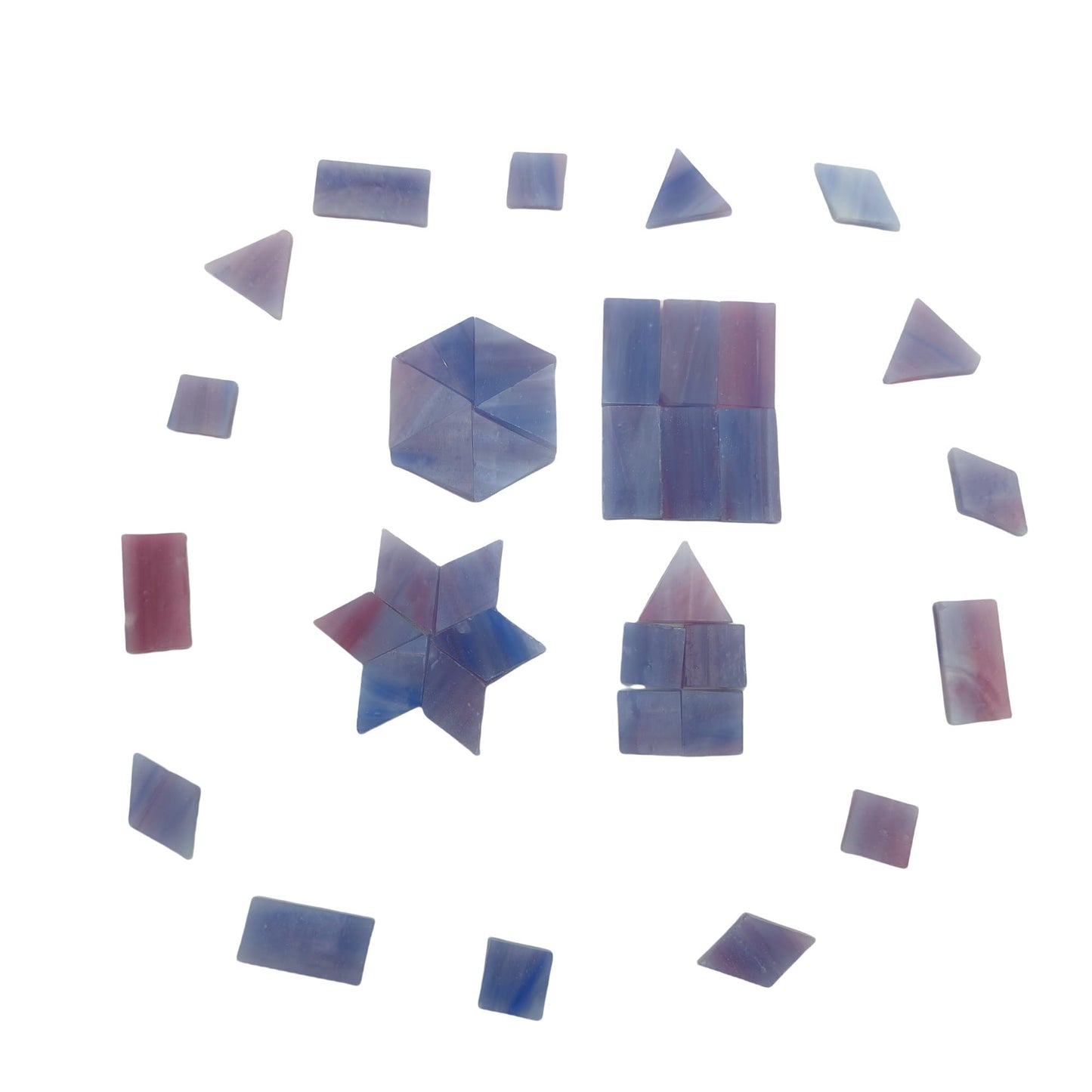 4 Shapes Mixed Glass Mosaic Tiles,Square+Diamond+Triangle+Rectangle 220 PCS Stained Glass Mosaic Pieces for Handmade Art Crafts and Home Decoration (Violet)