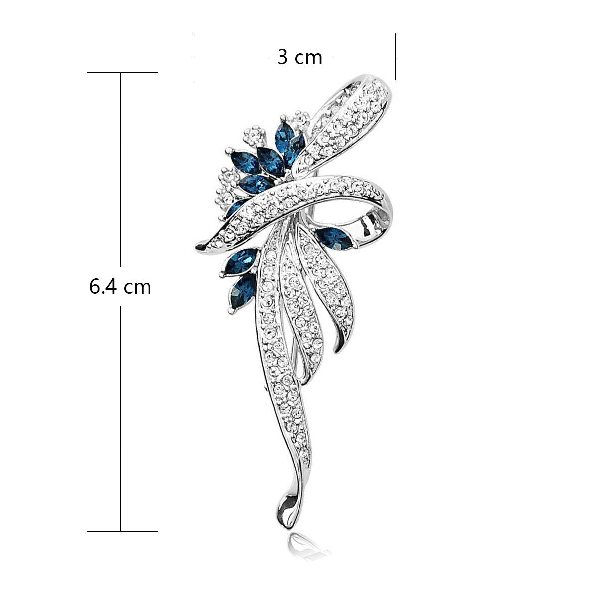 Created Crystal Brooch & Pins for Women | Vintage Brooches & Hat Pins, 2.5 Inches Blue