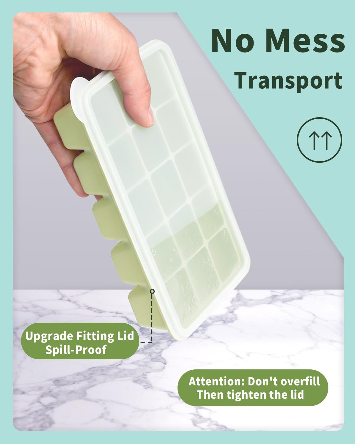 ARTLEO Silicone Ice Cube Tray with Lid and Bin, Easy Release Silicone Ice Cube Trays and Ice container for Freezer with No-Spill Lid, Nice Ice Trays for Coffee,Cocktail, Whiskey.2 Pack
