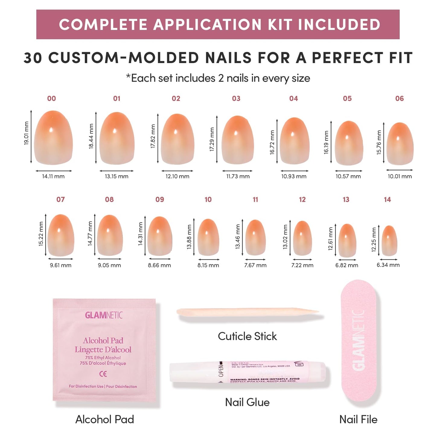 Glamnetic Press-On Nails Bundle - Candy Corn & Tiny Pumpkin | Short Oval Glazed Fake Nails with Ombre Design | Short Squoval French Tip Fake Nails with Pumpkin Graphics | Durable, Salon-Quality Nail K