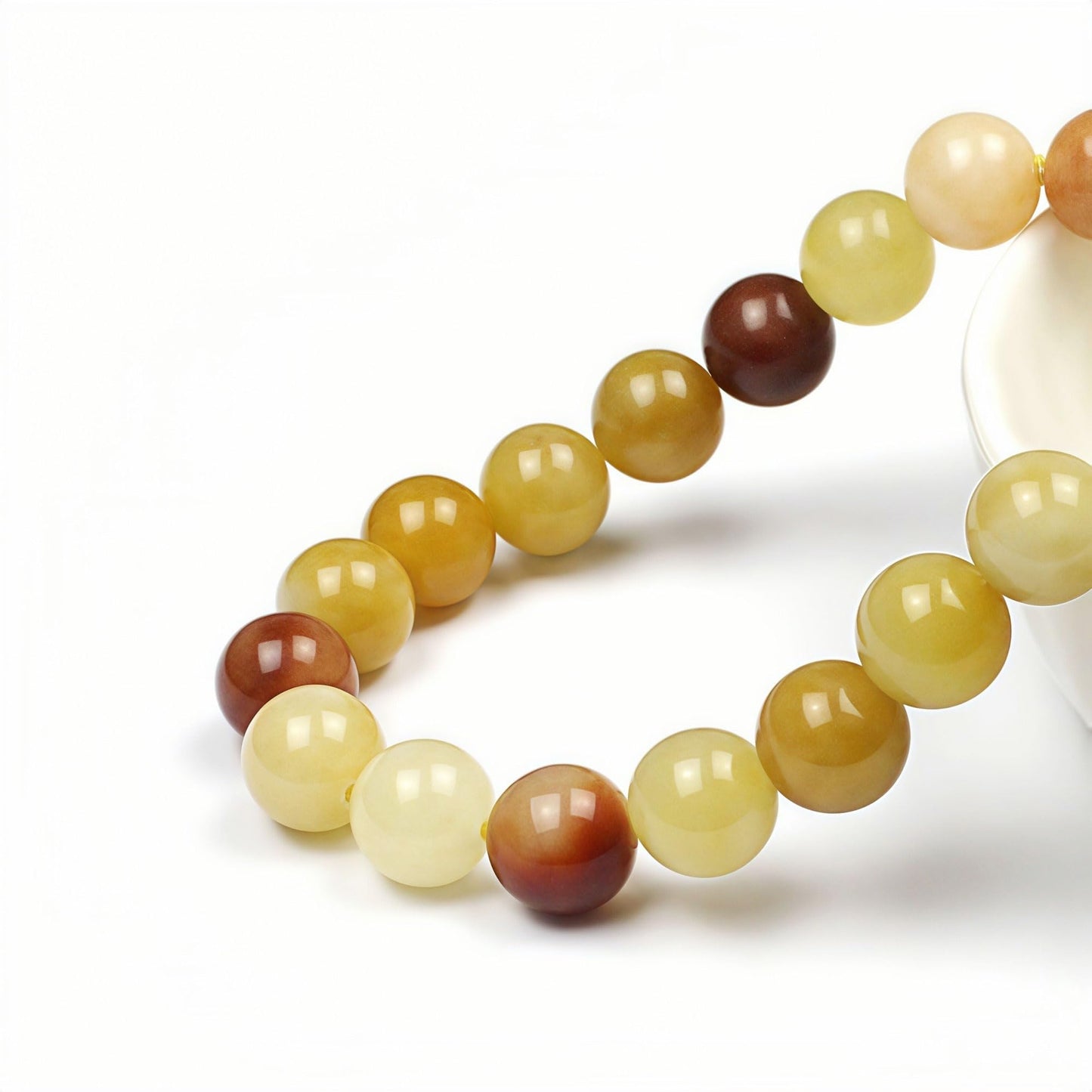 MJDCB Natural Stone Beads 8mm 43pcs Round Mixed Color Yellow Jade Loose Gemstone Bead Charms for Jewelry Making Bracelet Necklace Earring Pendant