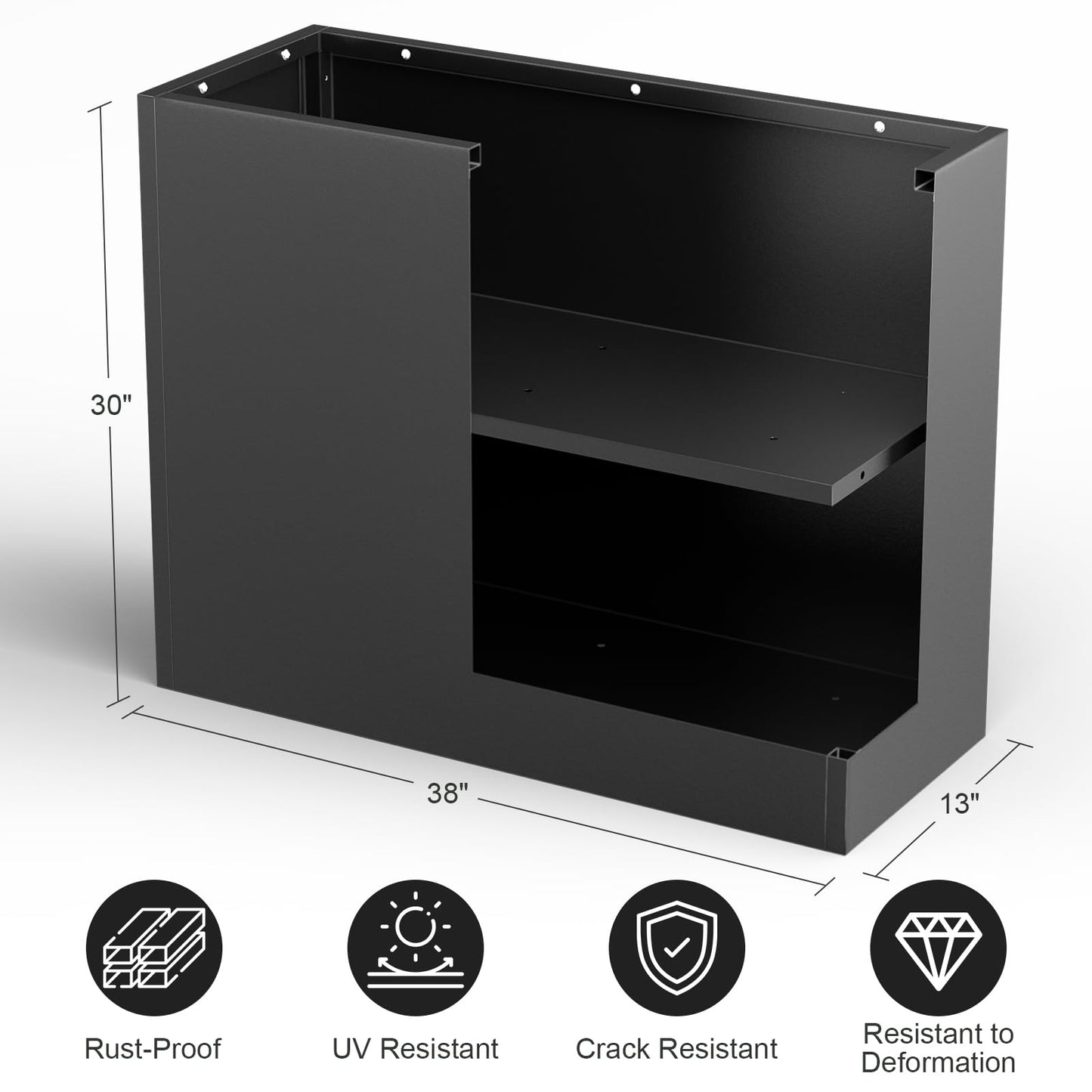 Nessxa Tall Metal Planter Box for Outdoor Plants 38" L x 13" W x 30", Heavy Duty Steel Large Rectangular Planter Box with Removable Insert Shelf, Modern Décor for Tall Plants, Trees, Flowers (Black)