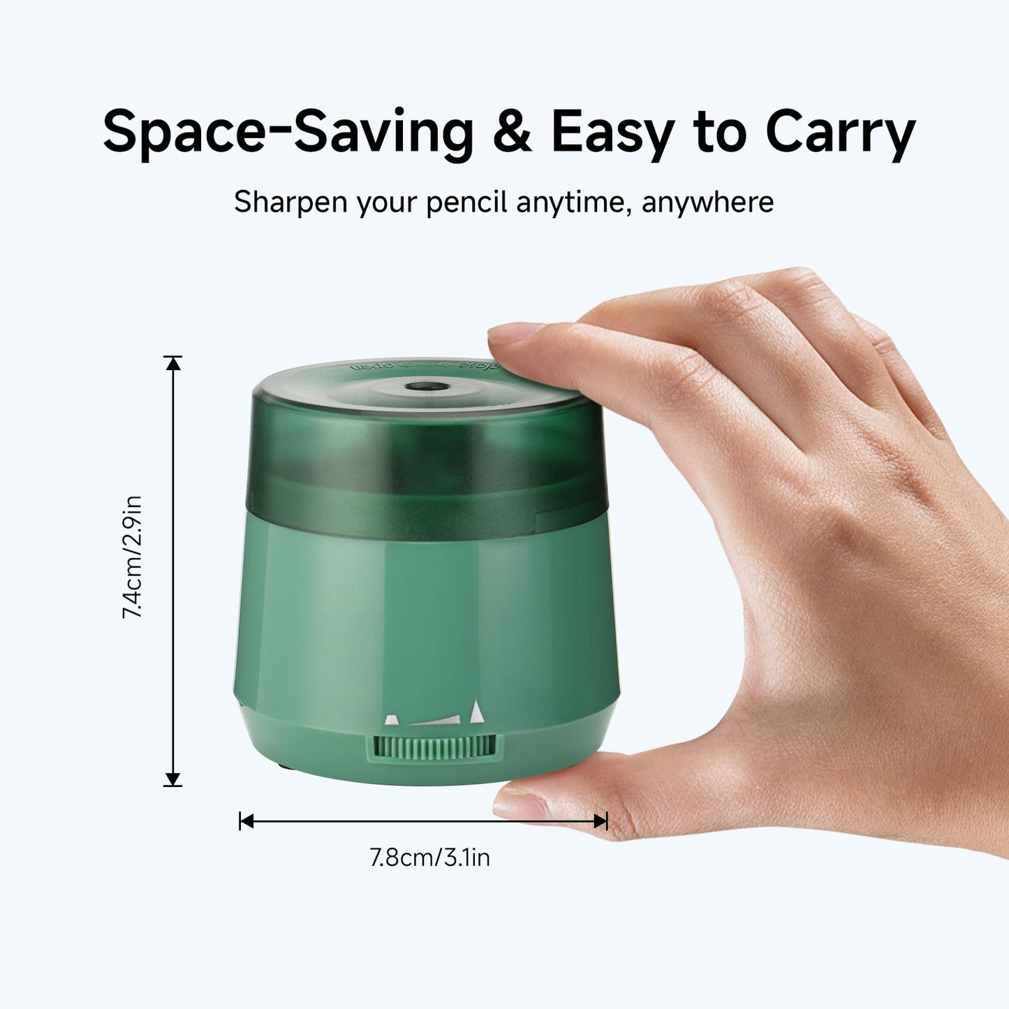 Electric Pencil Sharpener, Dual Power USB Battery Operated, Portable Design for 6-8mm Pencils, Home School Office Use (Green)