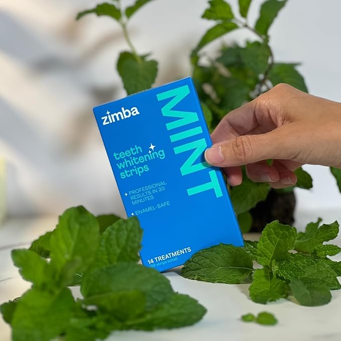 Zimba Mint 2PK Teeth Whitening Strips for Teeth Sensitive, White Strips for Teeth Whitening, Teeth Whitener Stain Remover 28 White Strips Included Per Pack, 28 Day Treatment