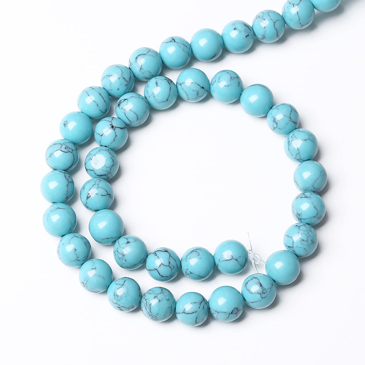 90PCS 4mm Natural Stone Beads Blue Turquoise Round Loose Gemstone Beads for Jewelry Making DIY Bracelet Necklace 15 Inch (4mm, Blue Turquoise)