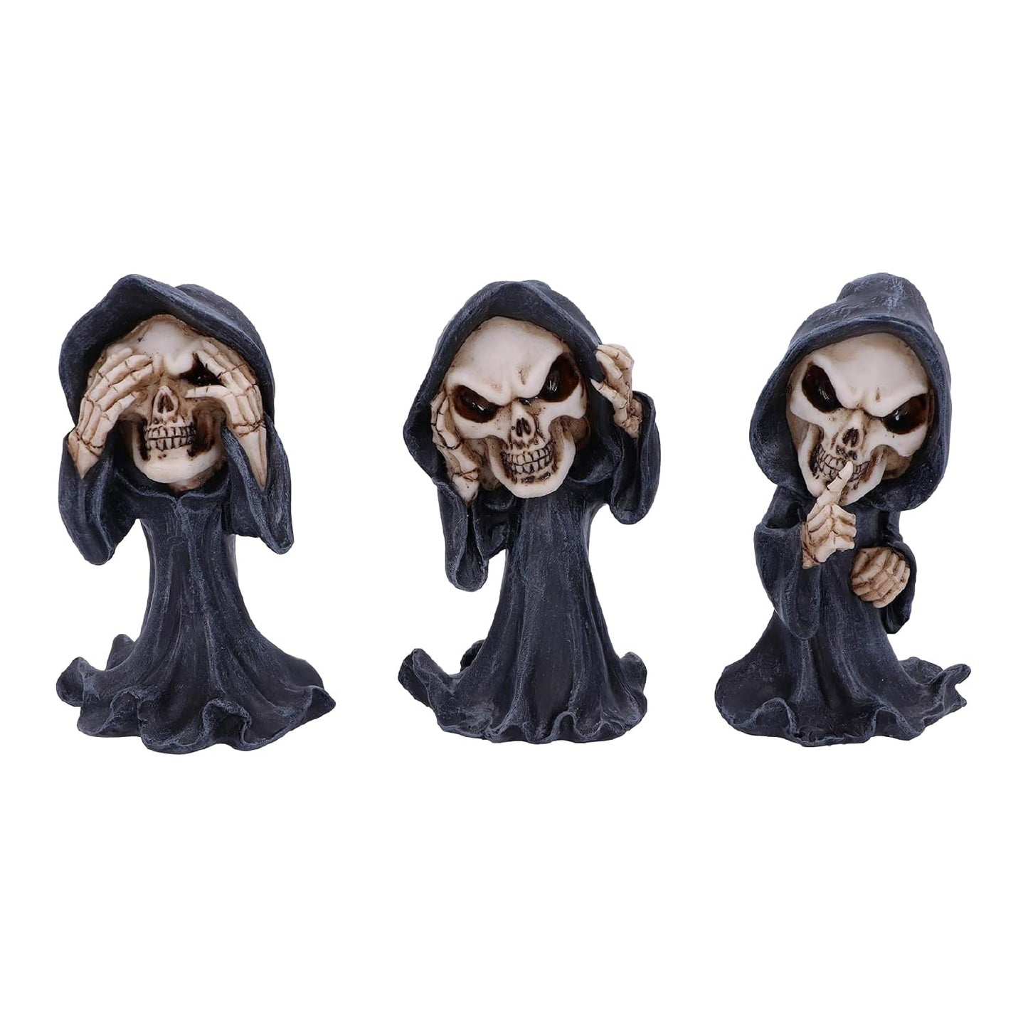 Nemesis Now See No Evil Hear No Evil Speak No Evil Figurines, Adorable Hand-Painted Resin Collectibles and Gift, 8cm - Grim Reapers