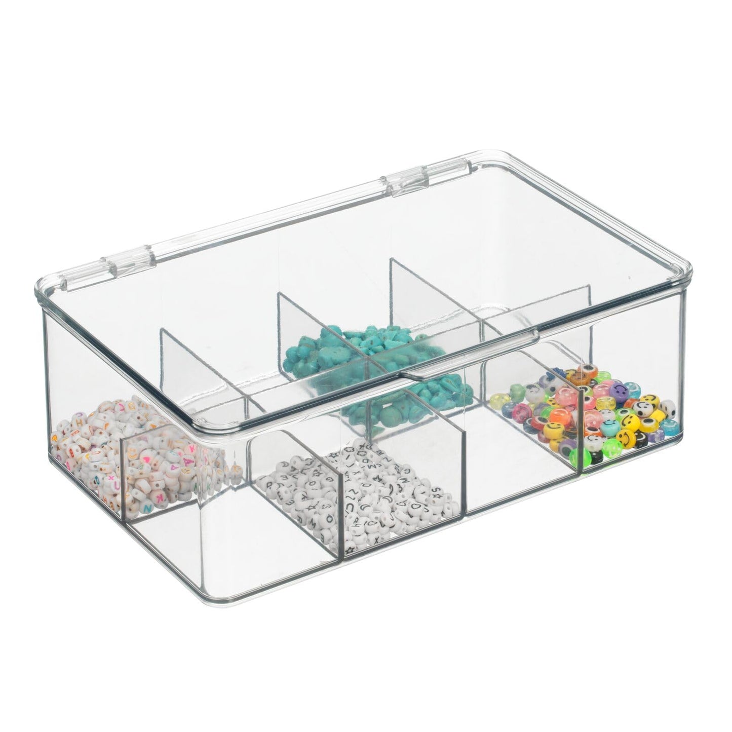 mDesign Plastic First Aid Kit Storage Box with Clear Top Lid for Bathroom, Kitchen, Cabinet, Closet, Drawer - Organizes Medicine, Ointments, Adhesive Bandages, Dental, 8 Divided Sections - Clear