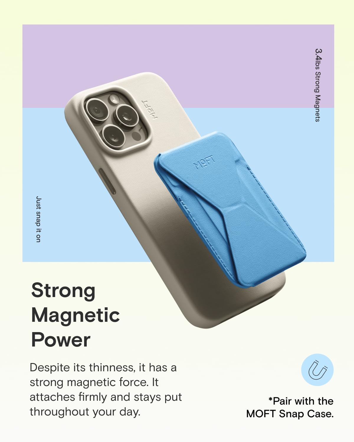 MOFT Magnetic Wallet Stand Compatible with iPhone 17/16/15/14/13/12 Series, Angle Adjustment & Magsafe Compatible MOVAS Phone Stand,Faded Jeans