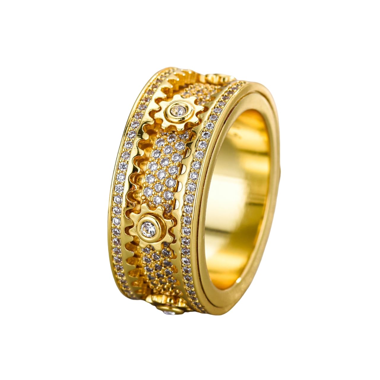 Xarewx Mindfulness Rings for Women, Fidget Ring, Adjustable Anti-Anxiety Fidget Rings, Menopause and Stress Ring, Calm & Everyday Wear (Gold, 12)