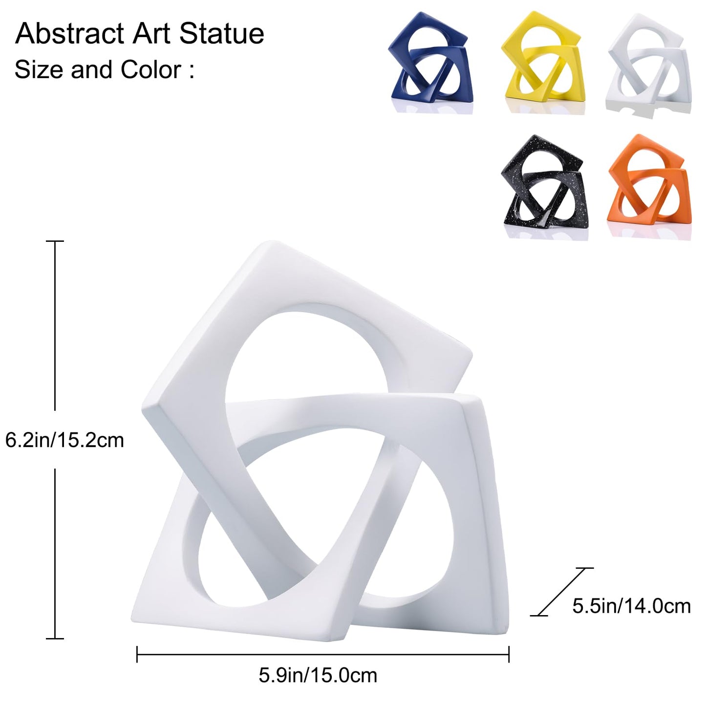 Modern Geometric Sculpture White Knot Statue Decor, Home Bookcase Centerpiece Jax Decorative, Tabletop Sculpture and Figurines, for Home Decor Accent Cube Ornaments