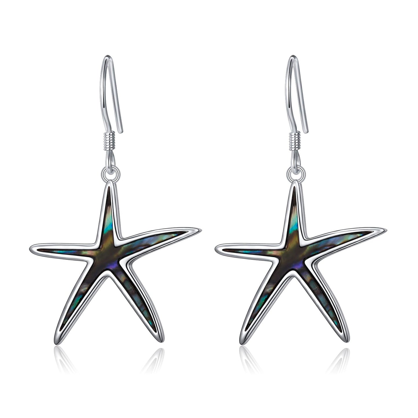 SHAOAN 925 Sterling Silver Starfish Dangle Drop Earrings Abalone Shell Earring Sea Ocean Jewelry Gifts for Women