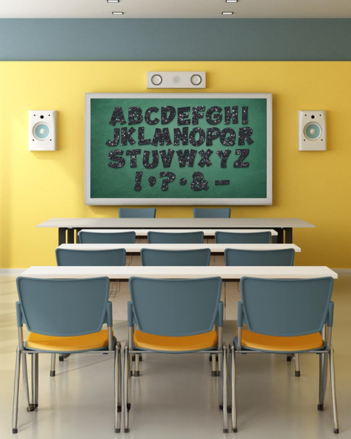 154 Pcs Large 7" Glitter Bulletin Board Letters, Poster Board Letters Alphabet Punctuation Cut Out Cardboard Letters Accessories for Classroom Display Decorating Supplies 7inch