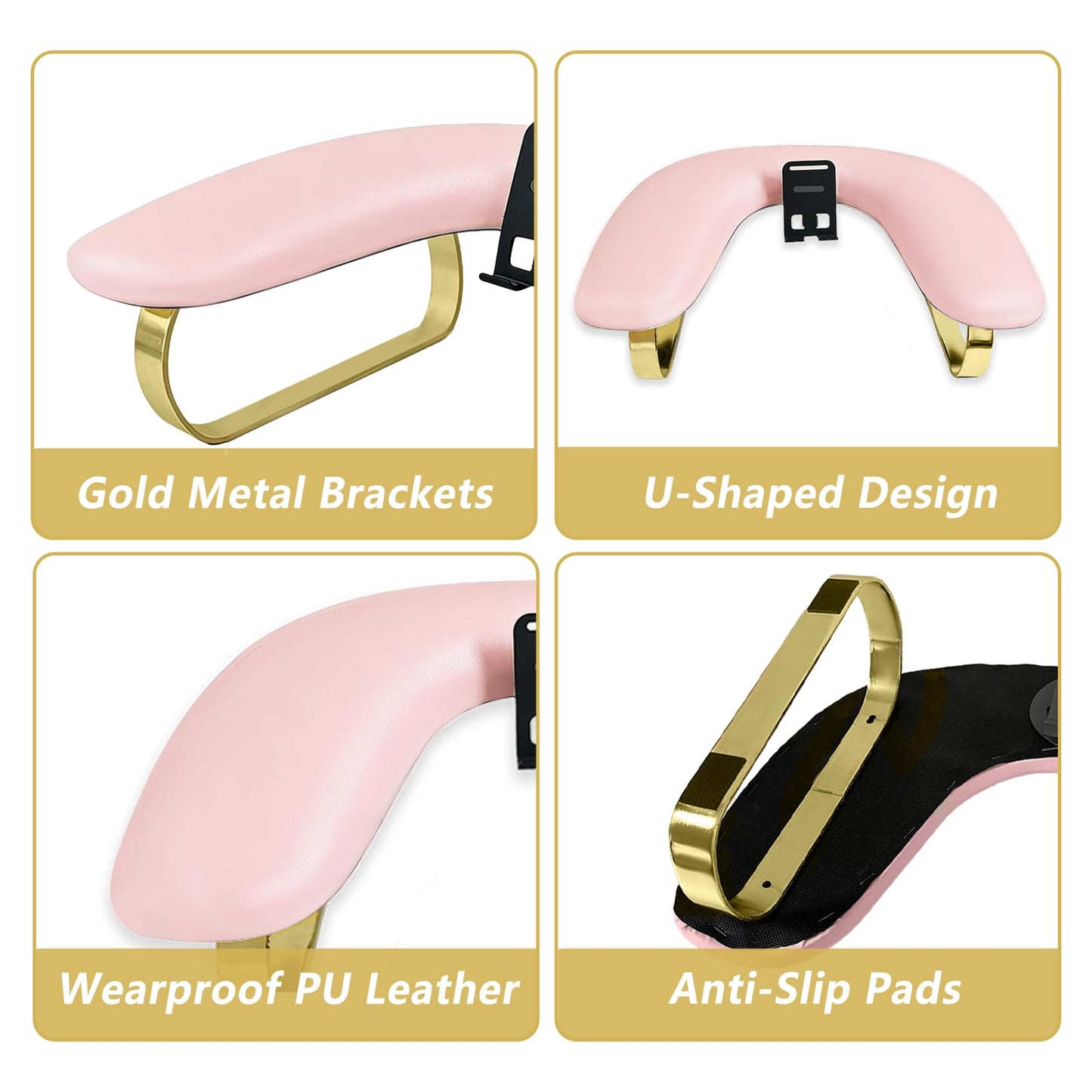 Rotating Phone Holder Nail Arm Rest, PU Leather U-Shaped Hand Stand for Nail Technicians & Manicure Use (pink)