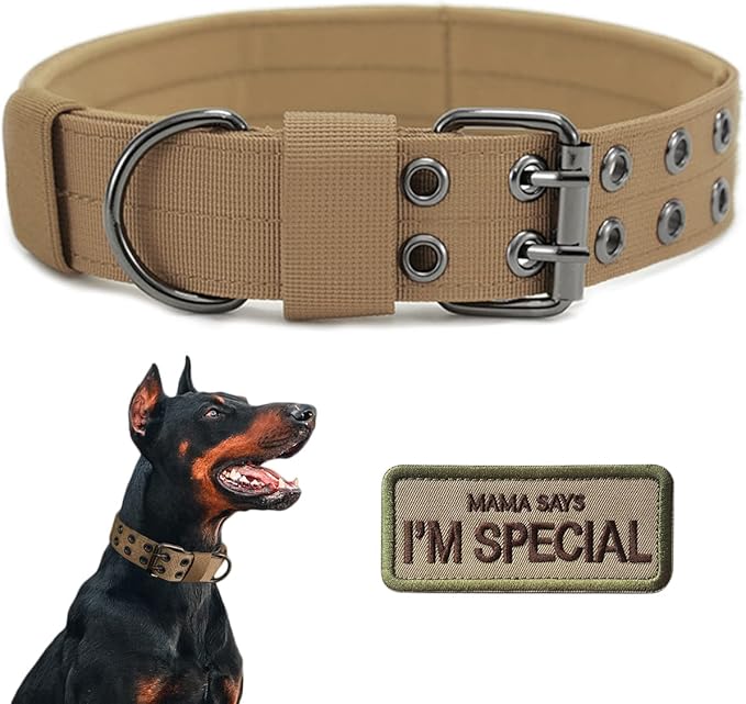 Tactical Dog Collar Heavy Duty Metal Buckle Collars for Medium Large Dogs