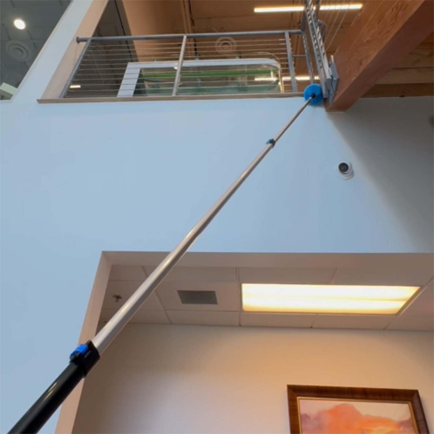 CXU 25 Foot Fan Cleaner High Ceiling 2 Cobweb Dusters with Heavy Duty Extension Pole, Window Squeegee Kit, Household Cleaning Gloves(18ft)