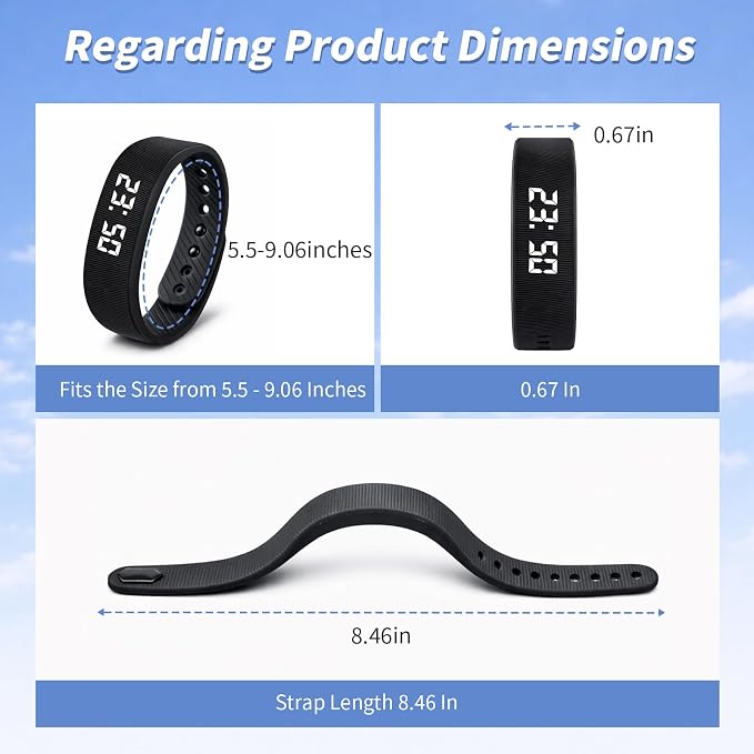 Vibrating Alarm Clock for Heavy Sleepers Silent Vibration Wristband Watch Shock Bracelet Wake up Band for Deaf People Very Loud Wearable Wrist Bed Shaker Smart Digital Extremely Deep Sleeper Mens