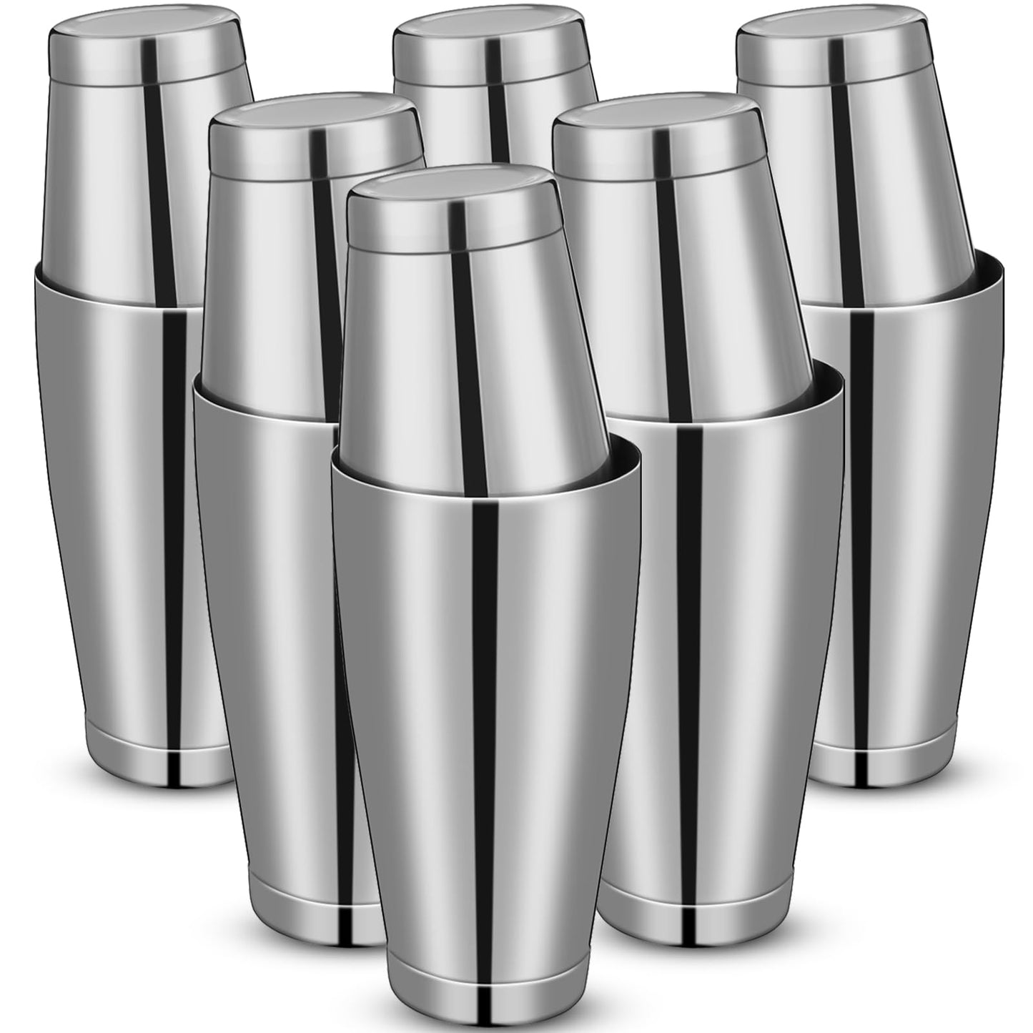 Lallisa 10 Pieces Cocktail Shakers Professional Bar Boston Shaker Set Stainless Steel Martini Shaker Drink Mixer Basic Tools Weighted Shake Metal Can for Bartenders, 18 Oz, 28 oz(Silver)