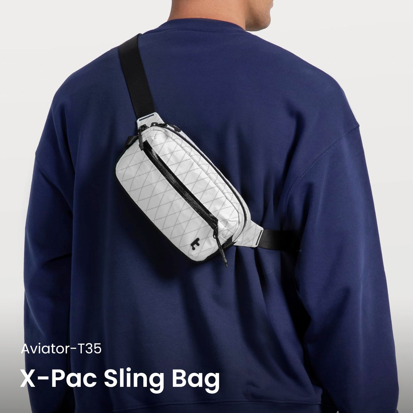 tomtoc 1.5L X-Pac Sling Bag with RFID Blocking, Crossbody Bag Minimalist Chest Shoulder Pack for Men/Women, Water-resistant Lightweight Casual Funny Pack for Travel, Daily Commute