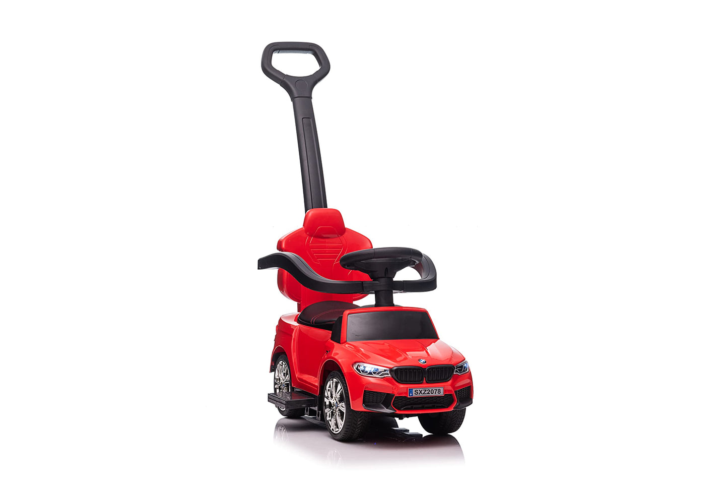 Best Ride On Cars BMW 4 in 1 Battery Powered Push Car, Red, Large