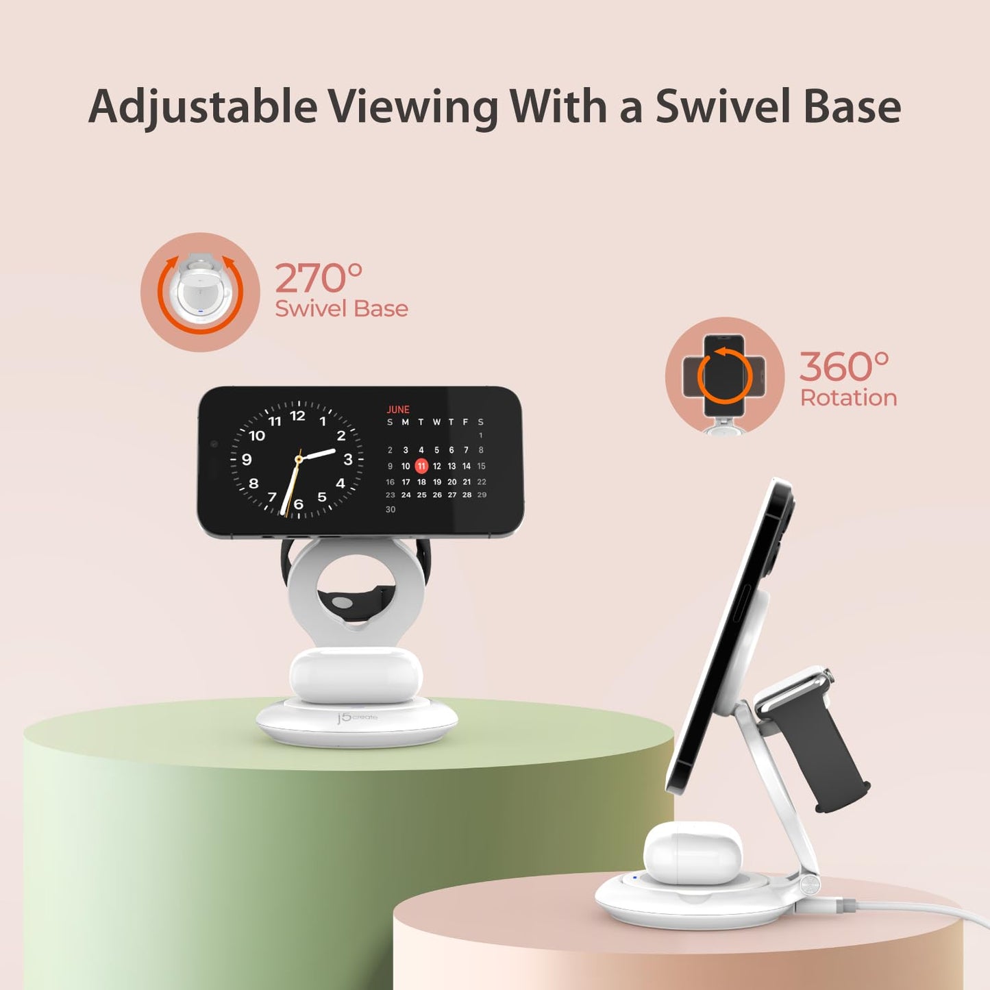 j5create Qi2 3-in-1 Magnetic Foldable Wireless Charging Station (JUPW3415)