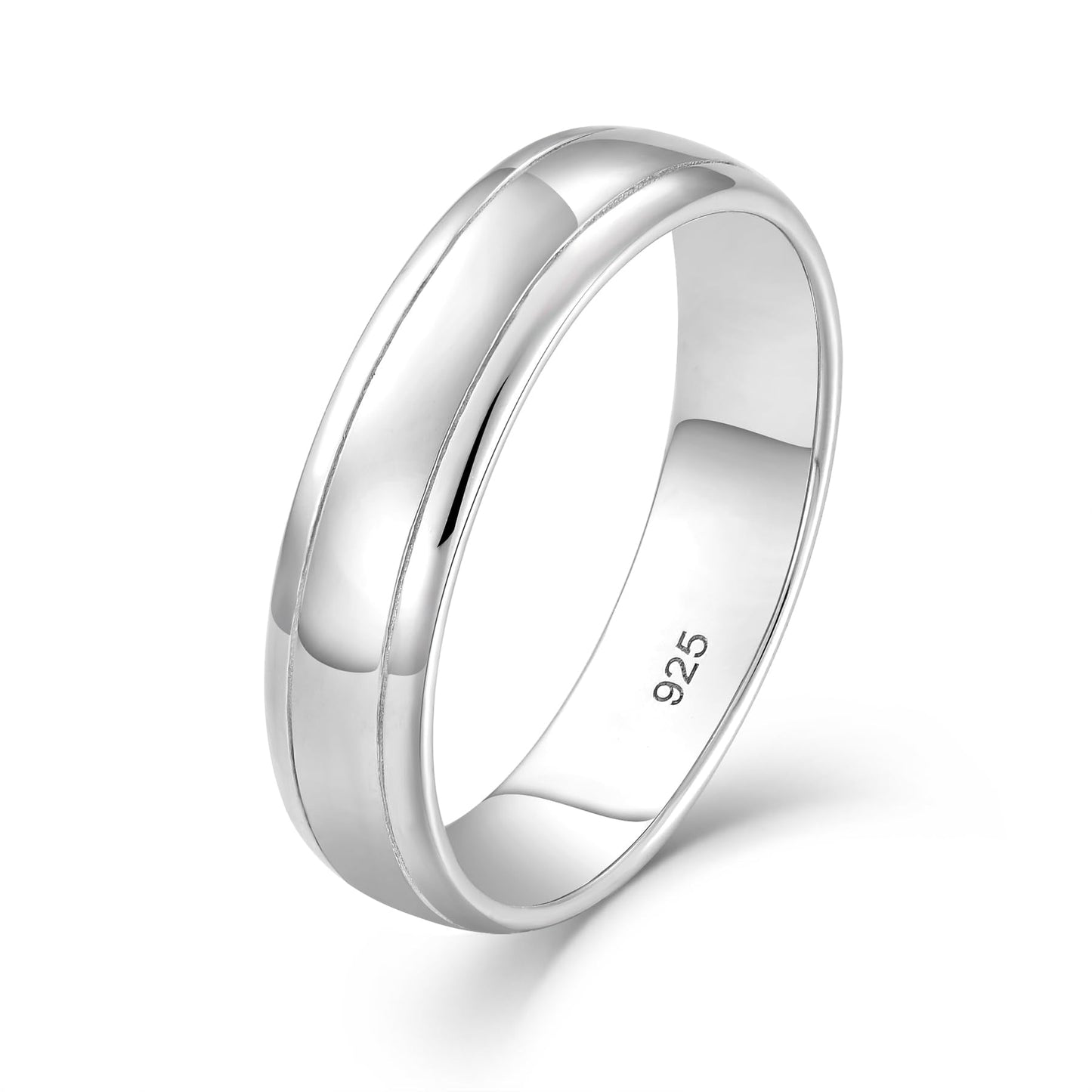 STARCHENIE 5mm Wedding Band Ring, 925 Sterling Silver Comfort Fit, Sizes 7