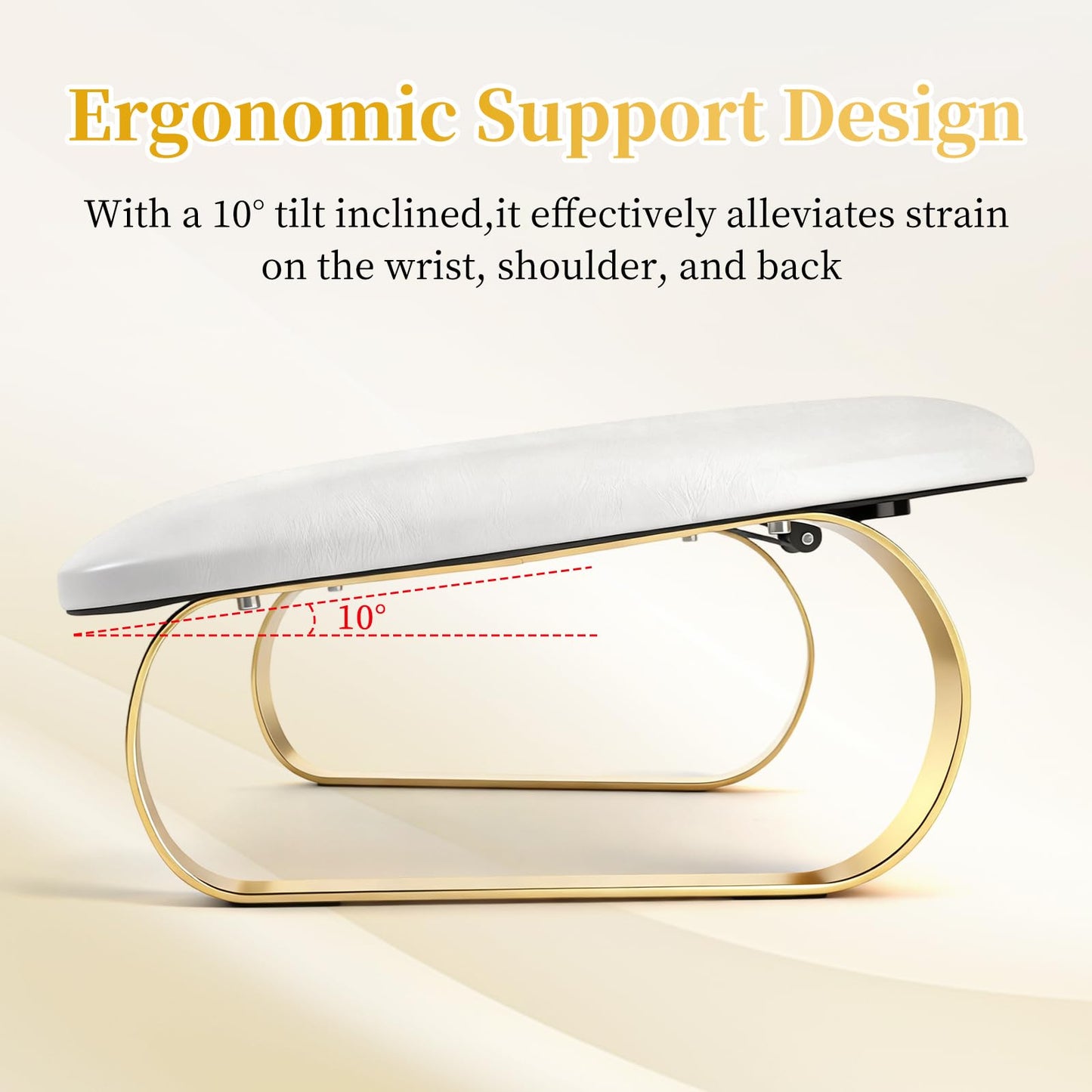 Arm Rest for Nails Tech with Rotating Phone Holder, U-Shaped 10° Inclined Nail Arm Rest Pillow Cushion, Manicure Hand Rest Pad for Salon, Nail Tech School and Home DIY (White)