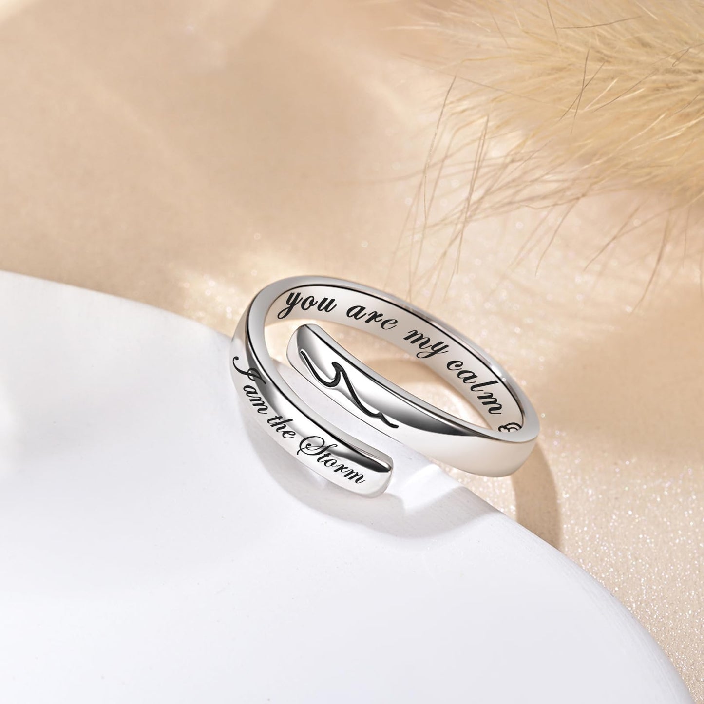 S925 Sterling Silver Inspirational Jewelry Rings Adjustable Ring Personality Encouragement Gift for Teens Women
