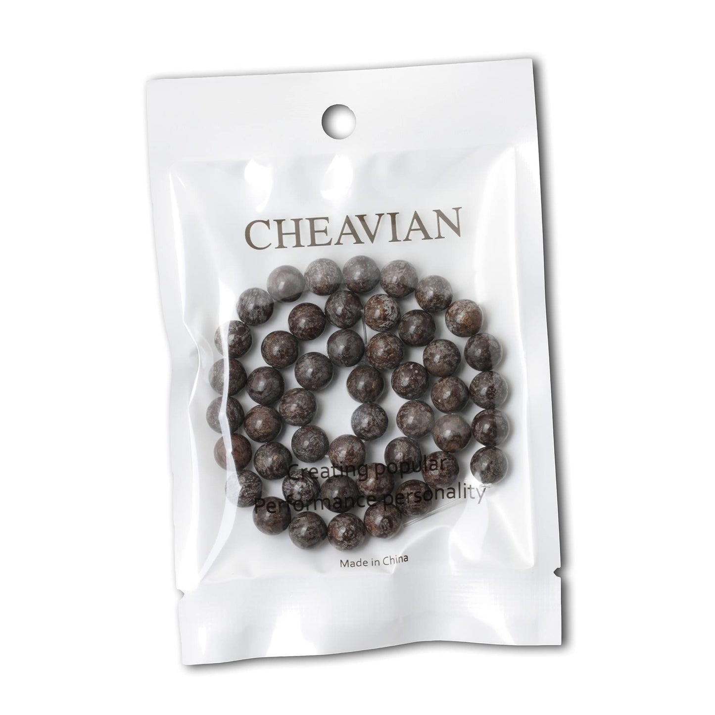 CHEAVIAN 45PCS 8mm Natural Brown Snowflake Jasper Gemstone Round Stone Loose Beads for Jewelry Making 1 Strand 15"